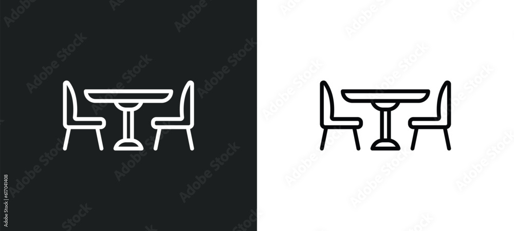 Aufkleber dinner table line icon in white and black colors. dinner table flat vector icon from dinner table co