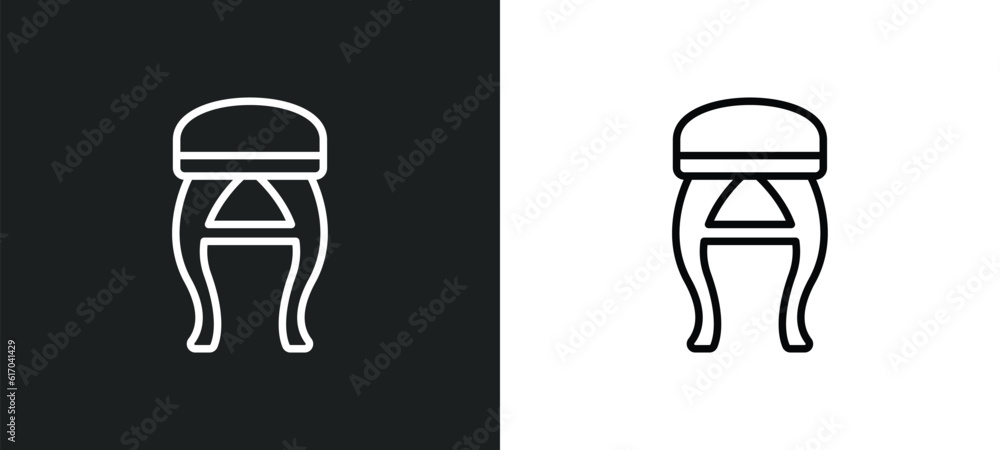 Poster stool line icon in white and black colors. stool flat vector icon from stool collection for web, mob