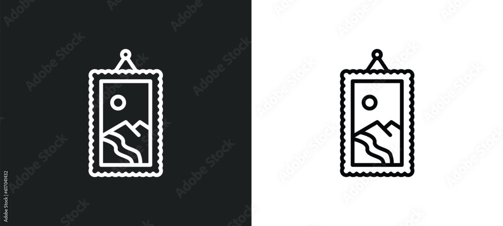 Poster frame line icon in white and black colors. frame flat vector icon from frame collection for web, mob