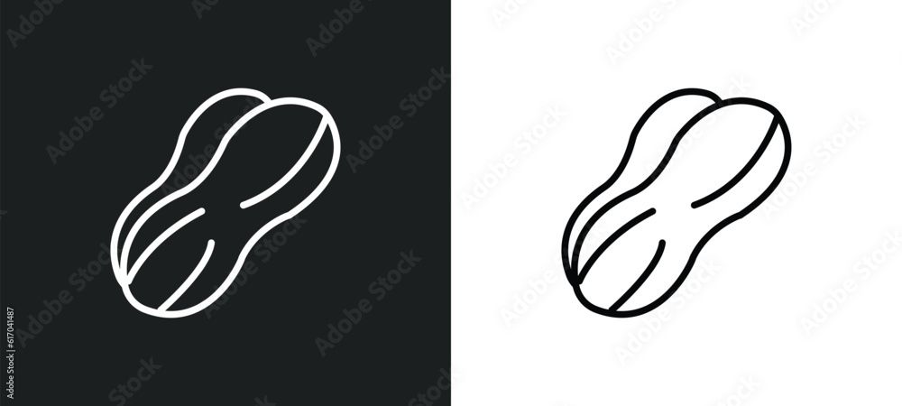 Poster peanut line icon in white and black colors. peanut flat vector icon from peanut collection for web, 