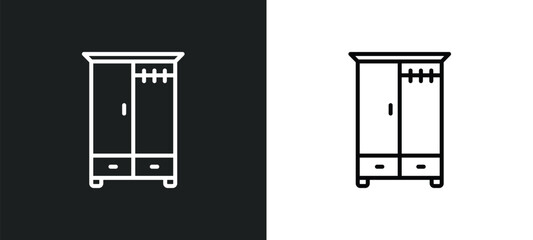 wardrobe line icon in white and black colors. wardrobe flat vector icon from wardrobe collection for web, mobile apps and ui.