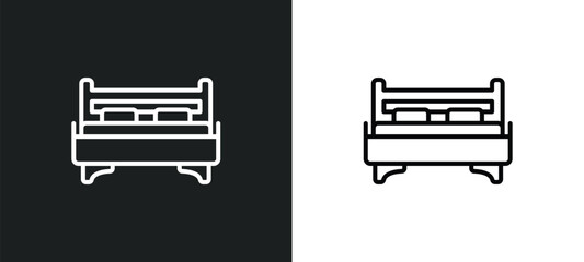bed line icon in white and black colors. bed flat vector icon from bed collection for web, mobile apps and ui.