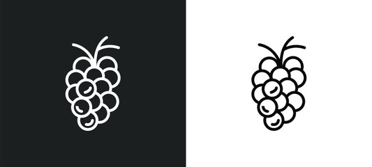 Fototapeta na wymiar grapes line icon in white and black colors. grapes flat vector icon from grapes collection for web, mobile apps and ui.