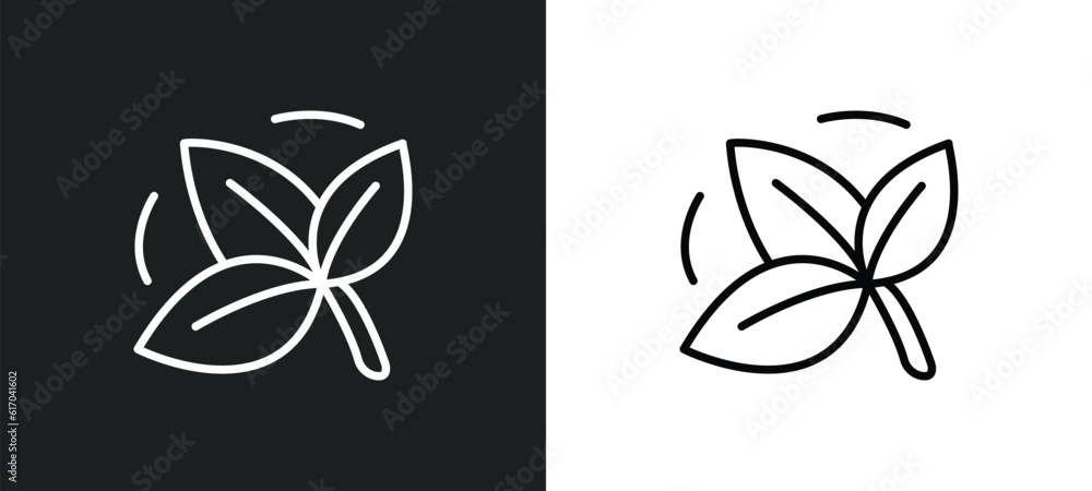Poster basil line icon in white and black colors. basil flat vector icon from basil collection for web, mob