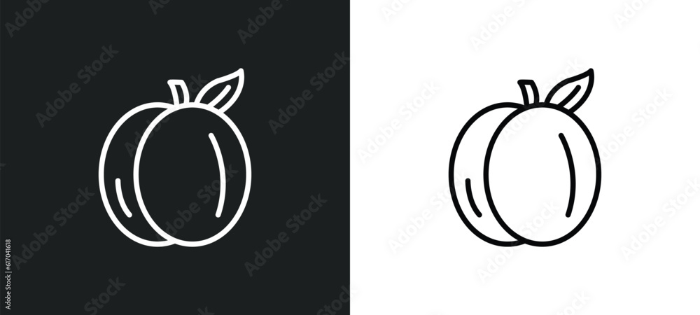 Poster apricot line icon in white and black colors. apricot flat vector icon from apricot collection for we