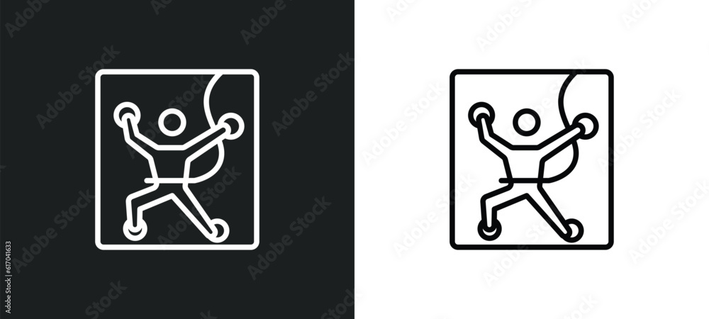 Poster climbing line icon in white and black colors. climbing flat vector icon from climbing collection for