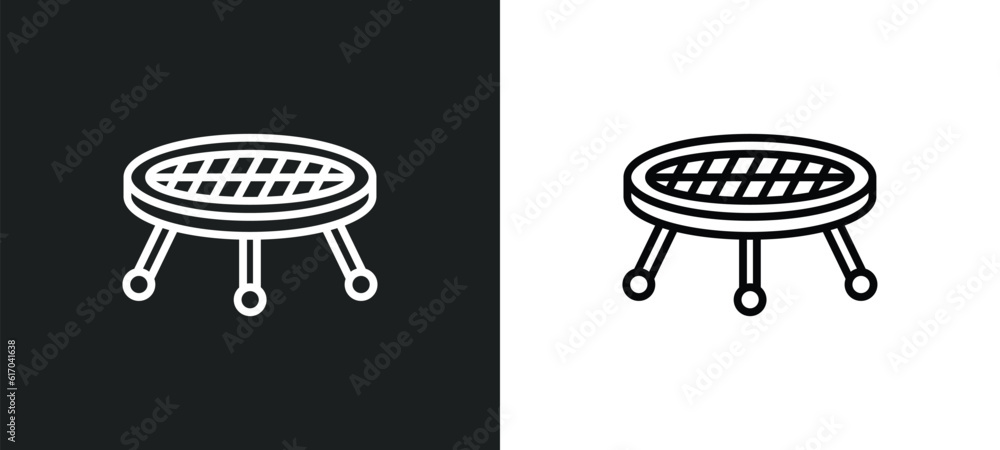 Poster jumping line icon in white and black colors. jumping flat vector icon from jumping collection for we