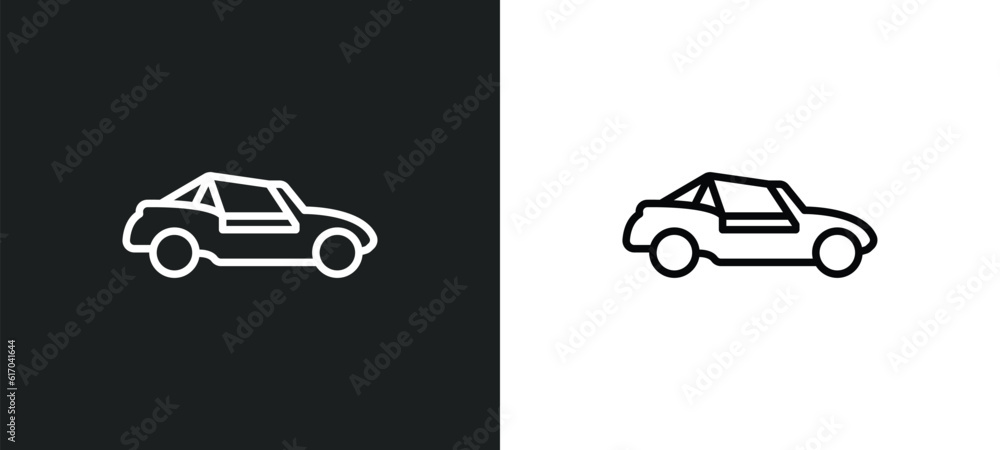 Poster buggy line icon in white and black colors. buggy flat vector icon from buggy collection for web, mob