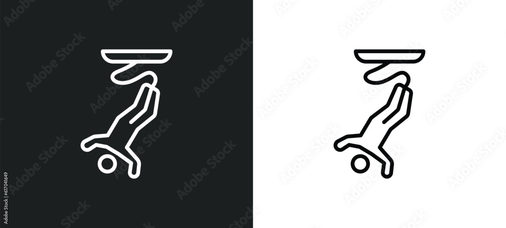 Poster bungee jumping line icon in white and black colors. bungee jumping flat vector icon from bungee jump