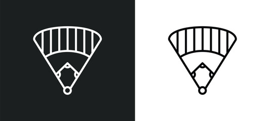 baseball field line icon in white and black colors. baseball field flat vector icon from baseball field collection for web, mobile apps and ui.