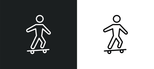 skateboarding line icon in white and black colors. skateboarding flat vector icon from skateboarding collection for web, mobile apps and ui.