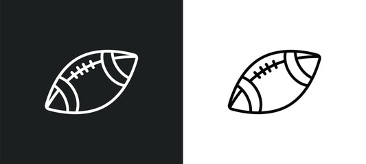 rugby ball line icon in white and black colors. rugby ball flat vector icon from rugby ball collection for web, mobile apps and ui.