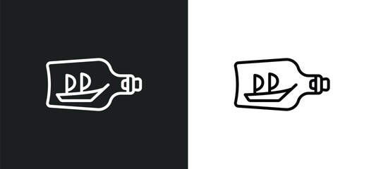ship in a bottle line icon in white and black colors. ship in a bottle flat vector icon from ship a bottle collection for web, mobile apps and ui.