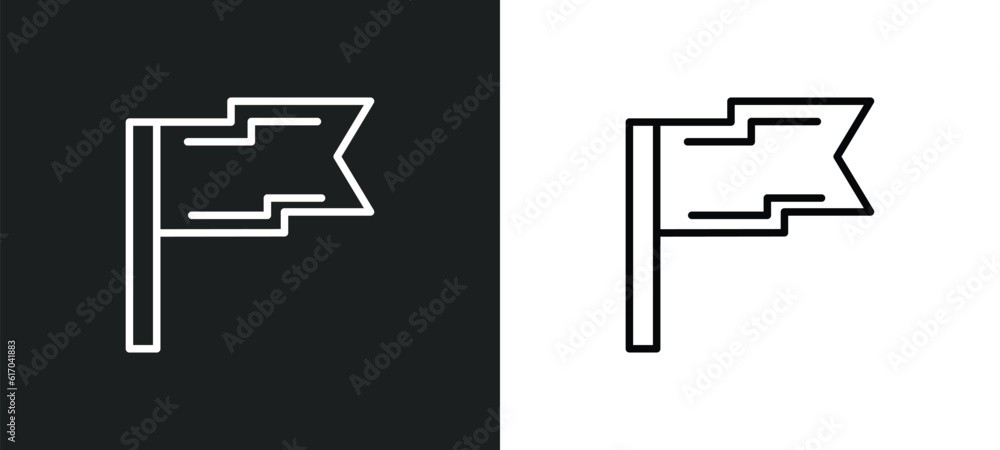 Poster pennant line icon in white and black colors. pennant flat vector icon from pennant collection for we