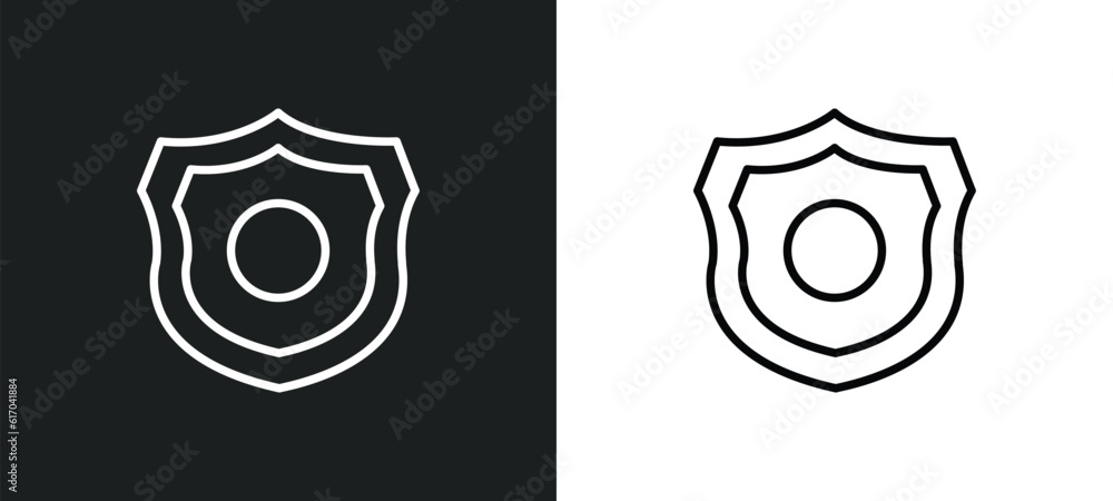 Aufkleber badge line icon in white and black colors. badge flat vector icon from badge collection for web, mob