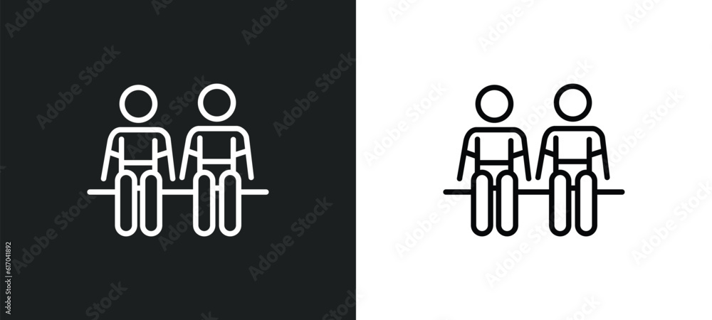 Poster player substitution line icon in white and black colors. player substitution flat vector icon from p