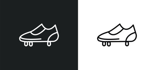 football shoes line icon in white and black colors. football shoes flat vector icon from football shoes collection for web, mobile apps and ui.