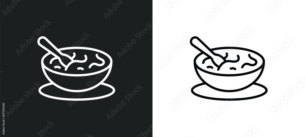 Poster sour soup line icon in white and black colors. sour soup flat vector icon from sour soup collection 