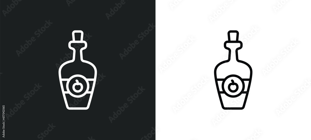 Poster cider line icon in white and black colors. cider flat vector icon from cider collection for web, mob