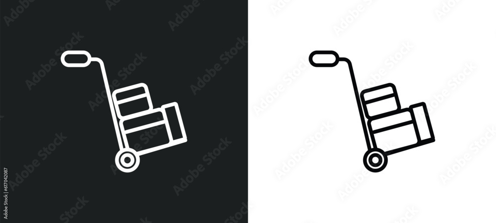 Aufkleber mover line icon in white and black colors. mover flat vector icon from mover collection for web, mob