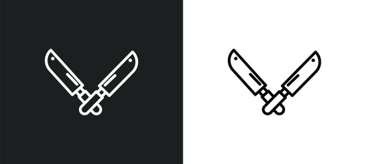 knifes line icon in white and black colors. knifes flat vector icon from knifes collection for web, mobile apps and ui.