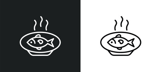 fish food line icon in white and black colors. fish food flat vector icon from fish food collection for web, mobile apps and ui.