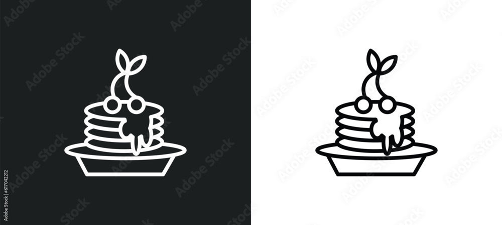 Aufkleber pancake line icon in white and black colors. pancake flat vector icon from pancake collection for we