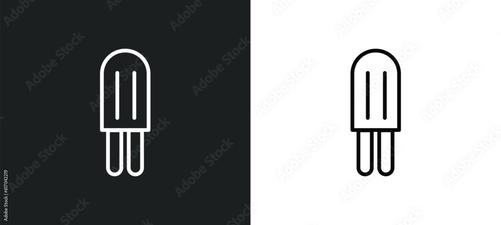 Poster ice lolly line icon in white and black colors. ice lolly flat vector icon from ice lolly collection 