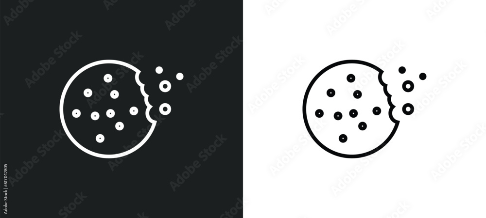 Poster biscuit line icon in white and black colors. biscuit flat vector icon from biscuit collection for we