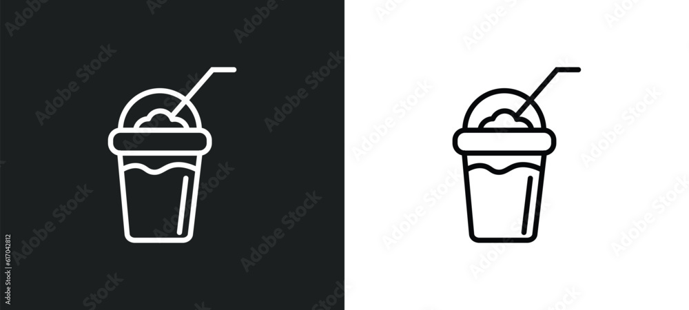 Poster frappe line icon in white and black colors. frappe flat vector icon from frappe collection for web, 