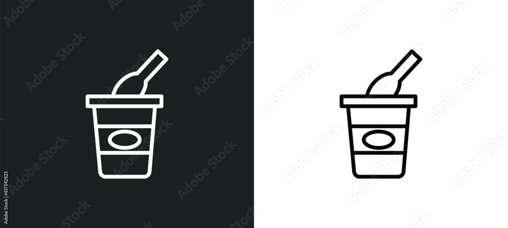 Poster yogurt line icon in white and black colors. yogurt flat vector icon from yogurt collection for web, 