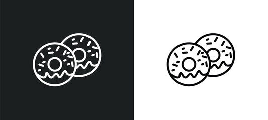 doughnut line icon in white and black colors. doughnut flat vector icon from doughnut collection for web, mobile apps and ui.