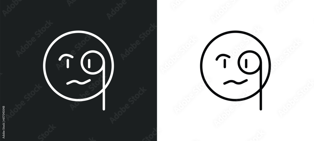 Poster monocle line icon in white and black colors. monocle flat vector icon from monocle collection for we