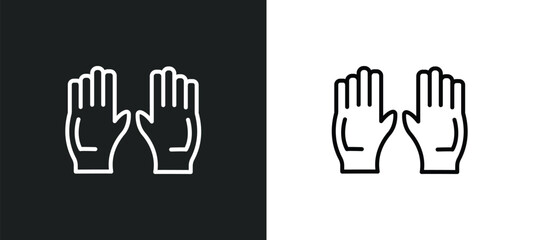 Obraz premium pair of gloves line icon in white and black colors. pair of gloves flat vector icon from pair of gloves collection for web, mobile apps and ui.