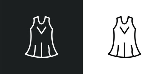 summer dress line icon in white and black colors. summer dress flat vector icon from summer dress collection for web, mobile apps and ui.