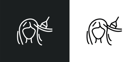 hair dye line icon in white and black colors. hair dye flat vector icon from hair dye collection for web, mobile apps and ui.