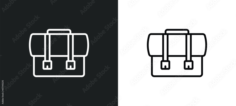 Aufkleber office briefcase line icon in white and black colors. office briefcase flat vector icon from office 