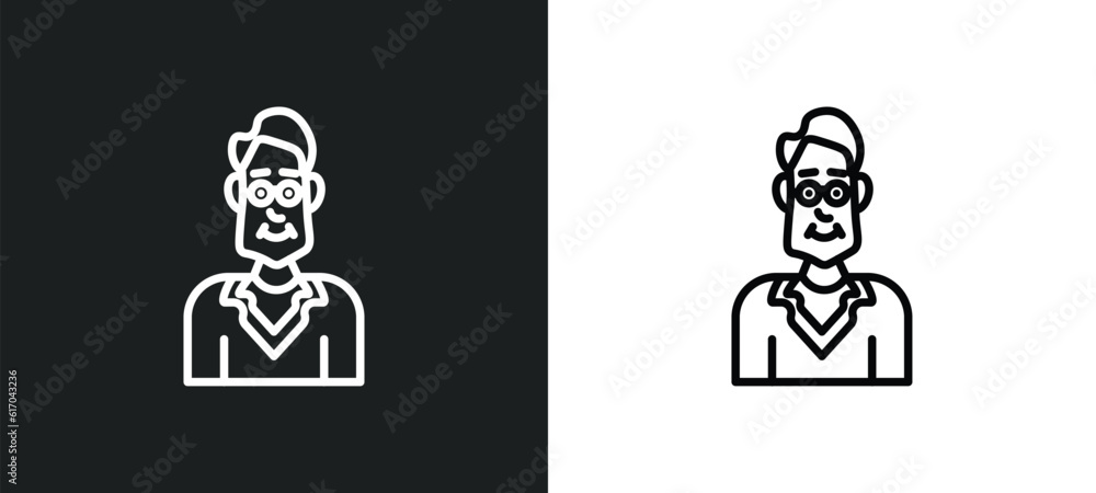 Poster uncle line icon in white and black colors. uncle flat vector icon from uncle collection for web, mob