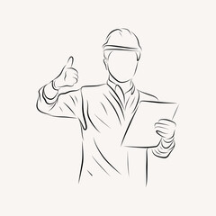 engineering outline character line art illustration