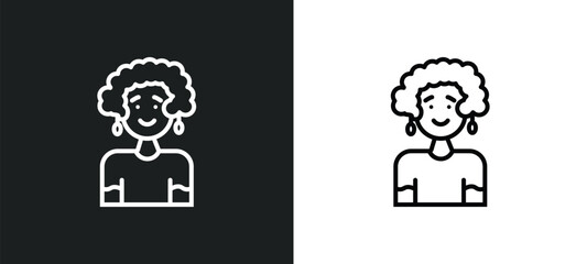 aunt line icon in white and black colors. aunt flat vector icon from aunt collection for web, mobile apps and ui.