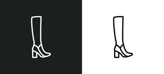 woman boots line icon in white and black colors. woman boots flat vector icon from woman boots collection for web, mobile apps and ui.