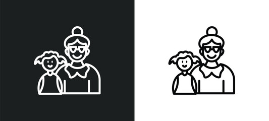 grandson line icon in white and black colors. grandson flat vector icon from grandson collection for web, mobile apps and ui.