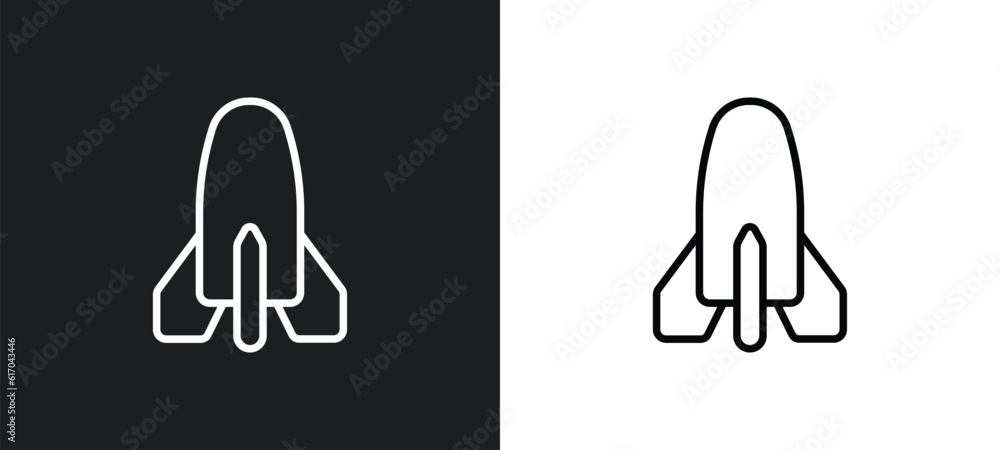 Poster atomic bomb line icon in white and black colors. atomic bomb flat vector icon from atomic bomb colle