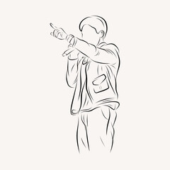 engineering outline character line art illustration