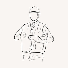 engineering outline character line art illustration