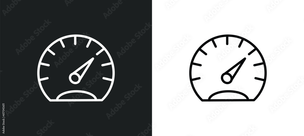 Poster gauge line icon in white and black colors. gauge flat vector icon from gauge collection for web, mob