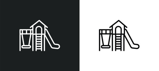 playground line icon in white and black colors. playground flat vector icon from playground collection for web, mobile apps and ui.