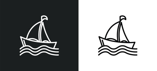 sailing boat line icon in white and black colors. sailing boat flat vector icon from sailing boat collection for web, mobile apps and ui.