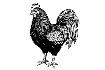 Fototapeta na wymiar Chicken or hen drawn in vintage engraving style vector illustration