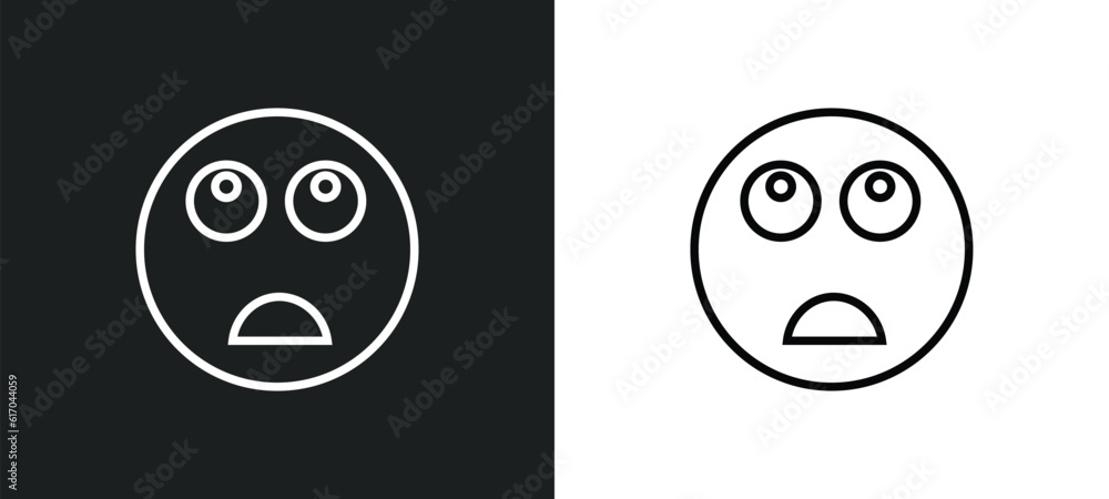 Aufkleber bored emoji line icon in white and black colors. bored emoji flat vector icon from bored emoji colle